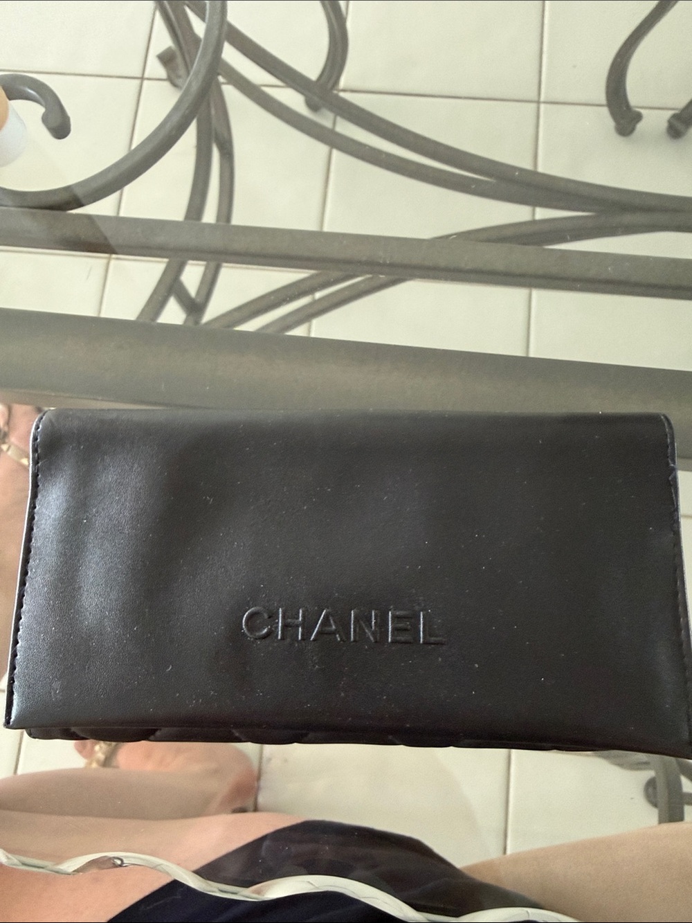 CHANEL Black Embossed Leather case